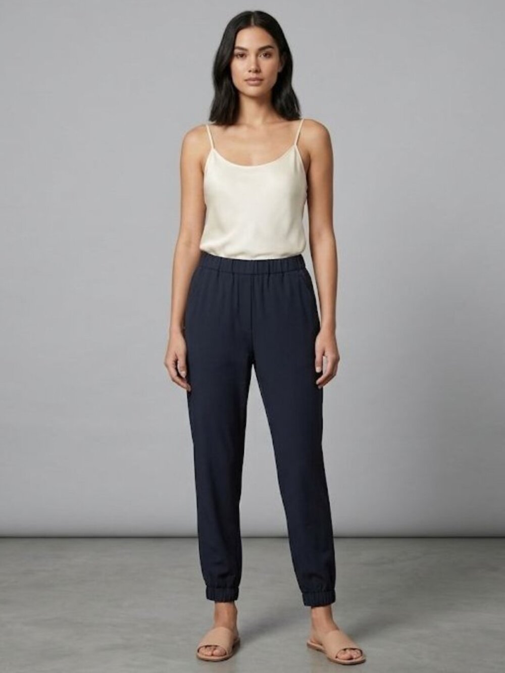 Scanlan Theodore Navy Blue Silk-Blend Relaxed Tapered Pants - Picture 7 of 14